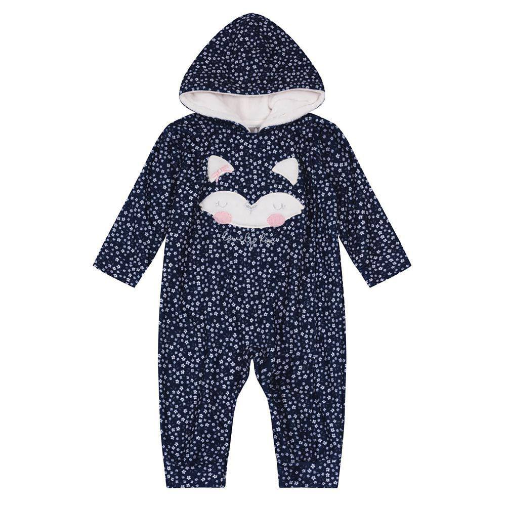 Macacão Soft E Pelo Fleece Bebê Unissex Mundi Azul Claro