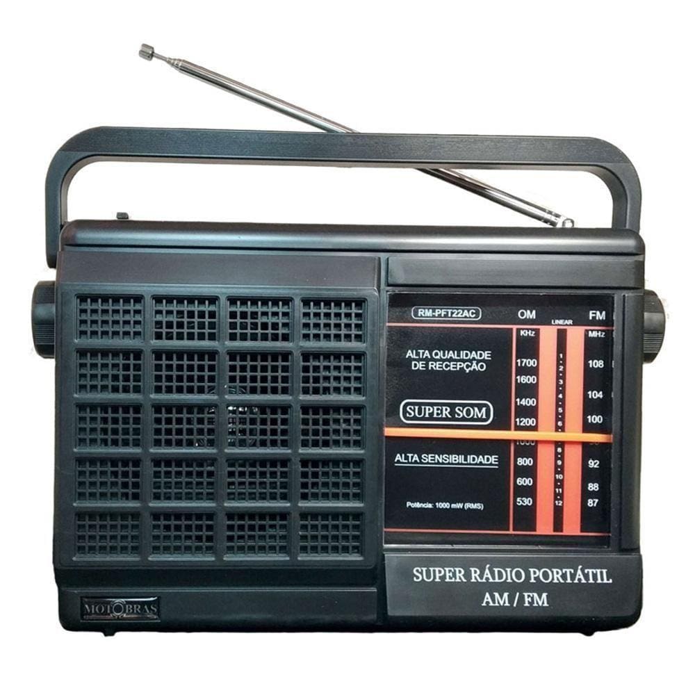 Rádio Portátil Motobras Pft22 2 Faixas Preto Bivolt