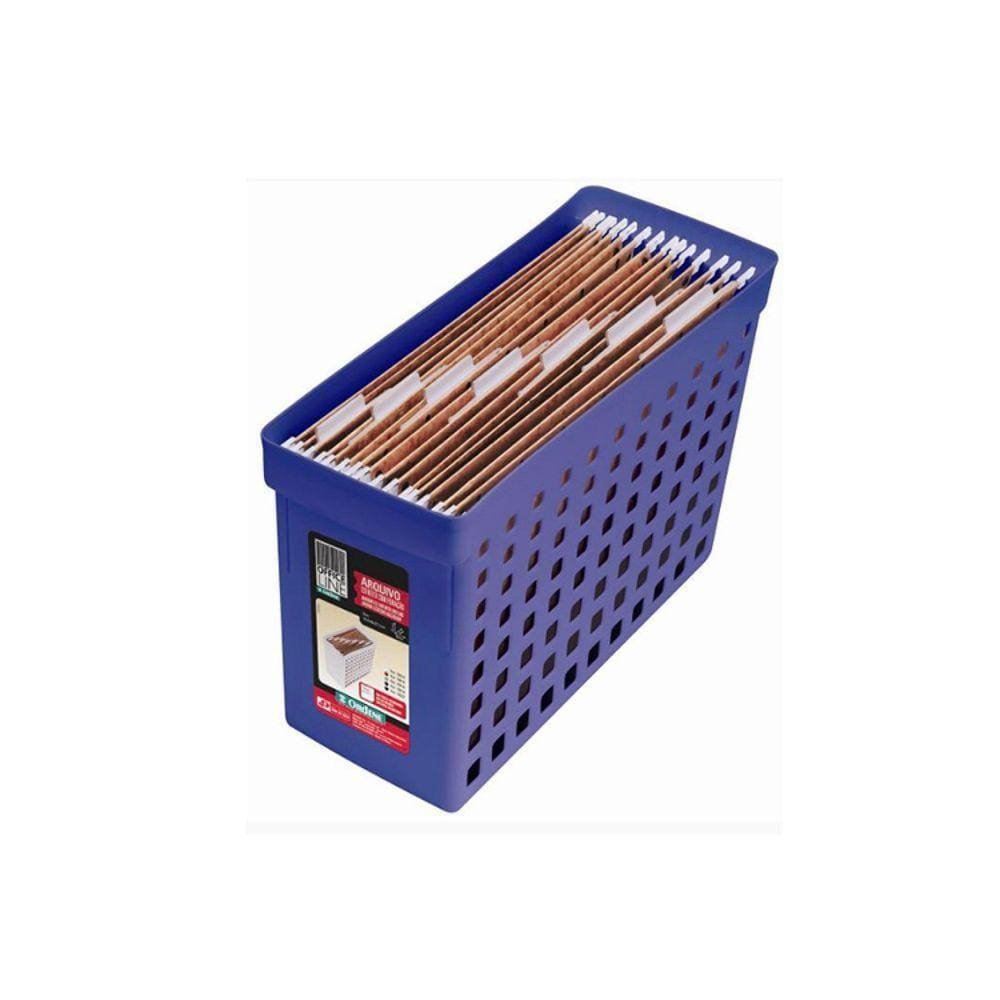 Arquivo Estreito Com Furação Office Line Azul -Ordene