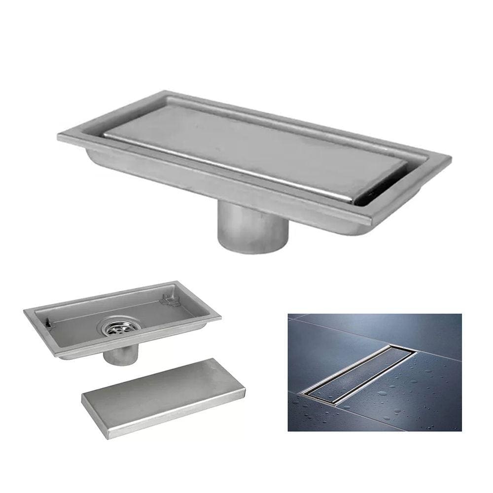 Ralo Linear Oculto Inox 20cm Invisivel Banheiro Lavabo Lavanderia Anti Odor Resistente Seguro Anti Inseto