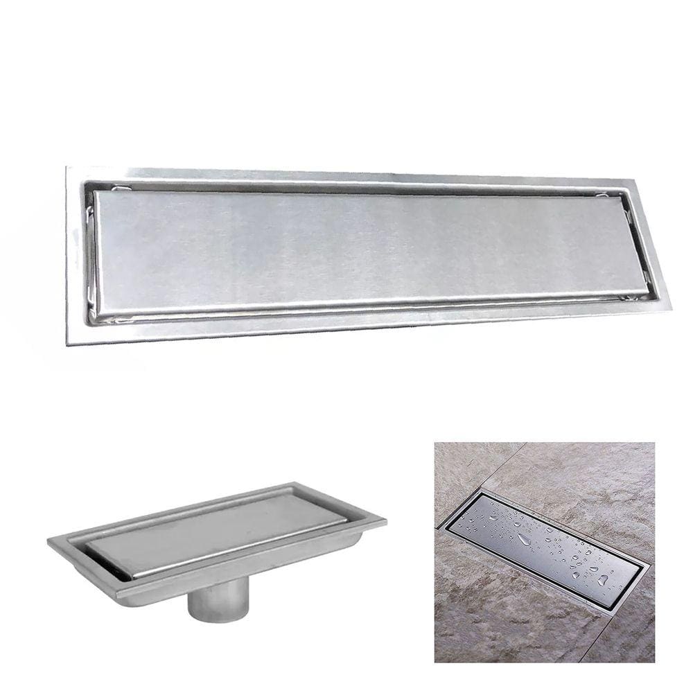 Ralo Linear Oculto 20cm Inox Banheiro Lavabo Invisivel Anti Odor Anti Inseto Higienico Resistente Seguro