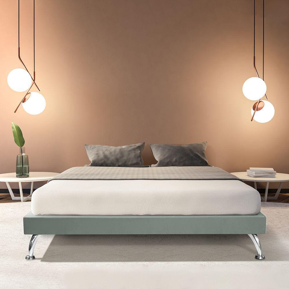 Estrutura para Cama Base Japonesa 195cm em Veludo Cinza