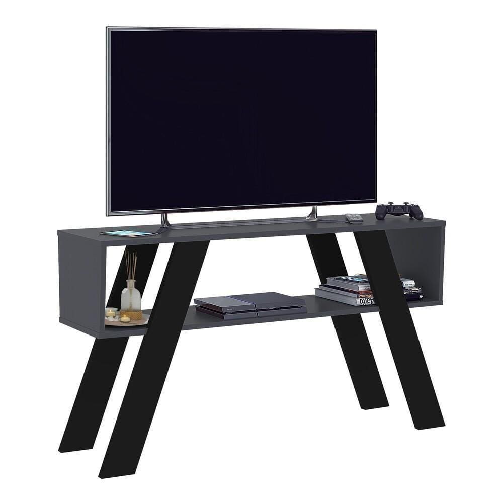 Rack Tv Até 55\" Retrô 119cm Multimóveis Cr45216 Grafite/preto Grafite/preto