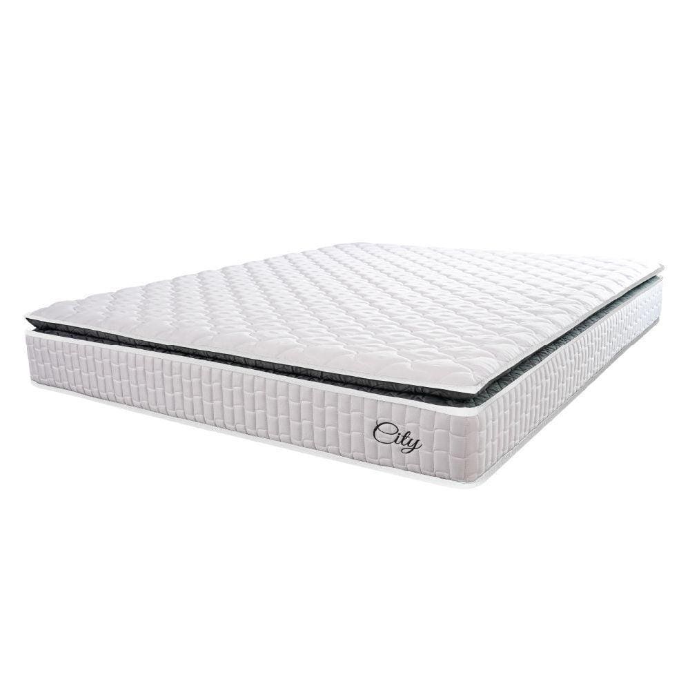 Colchão Casal Queen Molas Ensacadas City Pillow Top 158x198x23cm Branco-preto Hellen Branco-pre