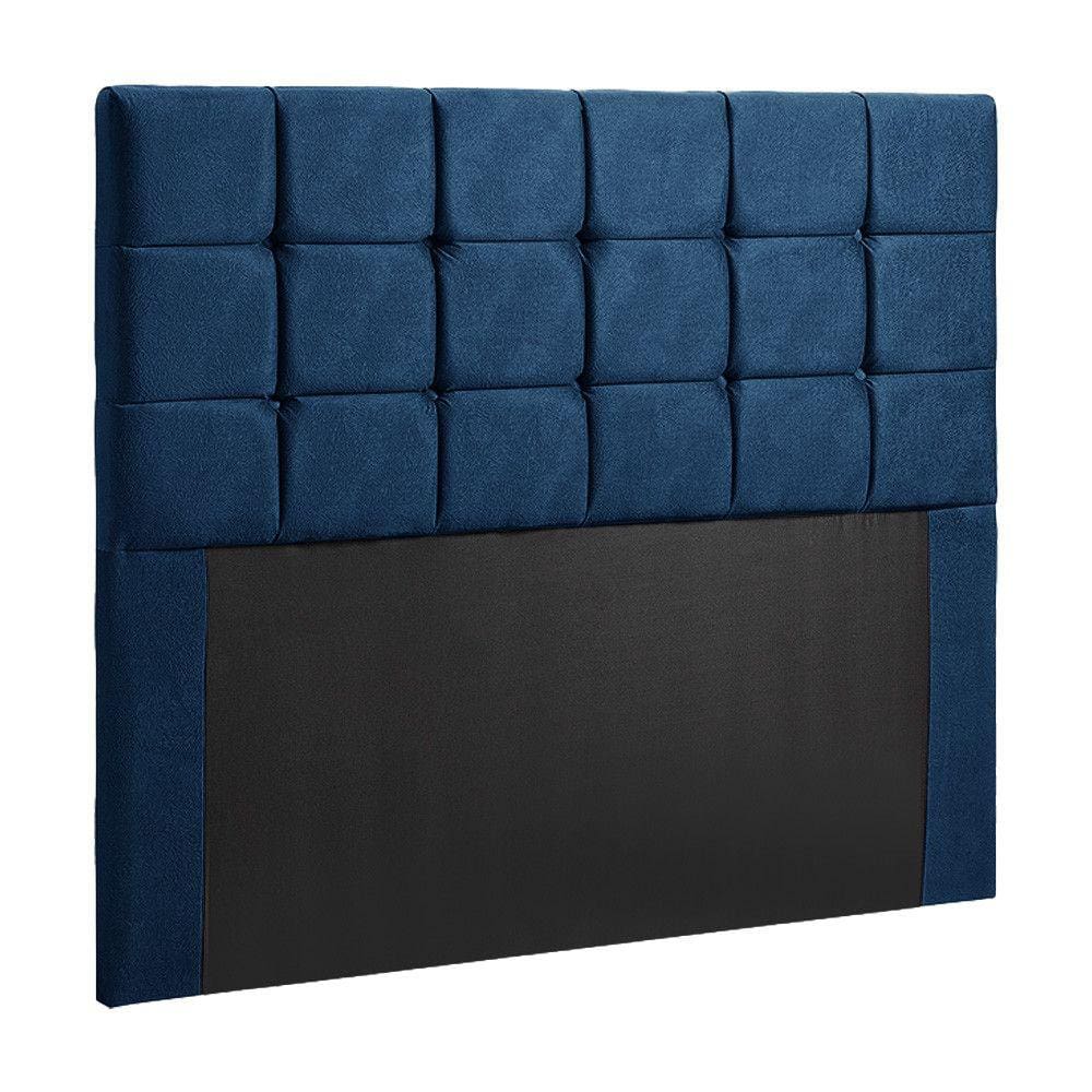 Cabeceira Julia Cama Box Casal 140cm Estofada Veludo Azul Shop das Cabeceiras