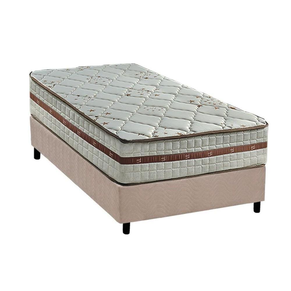 Cama Box Solteiro: Colchão Molas Anjos MasterPocket Ensacadas Classic + Base CRC Suede Clean(88x188)