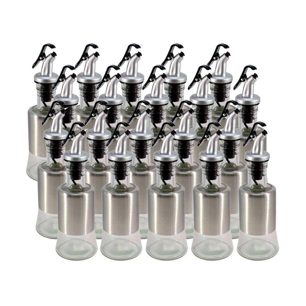 Kit 20 Azeiteiro Vinagreiro Recipiente Em Vidro E Inox Bico