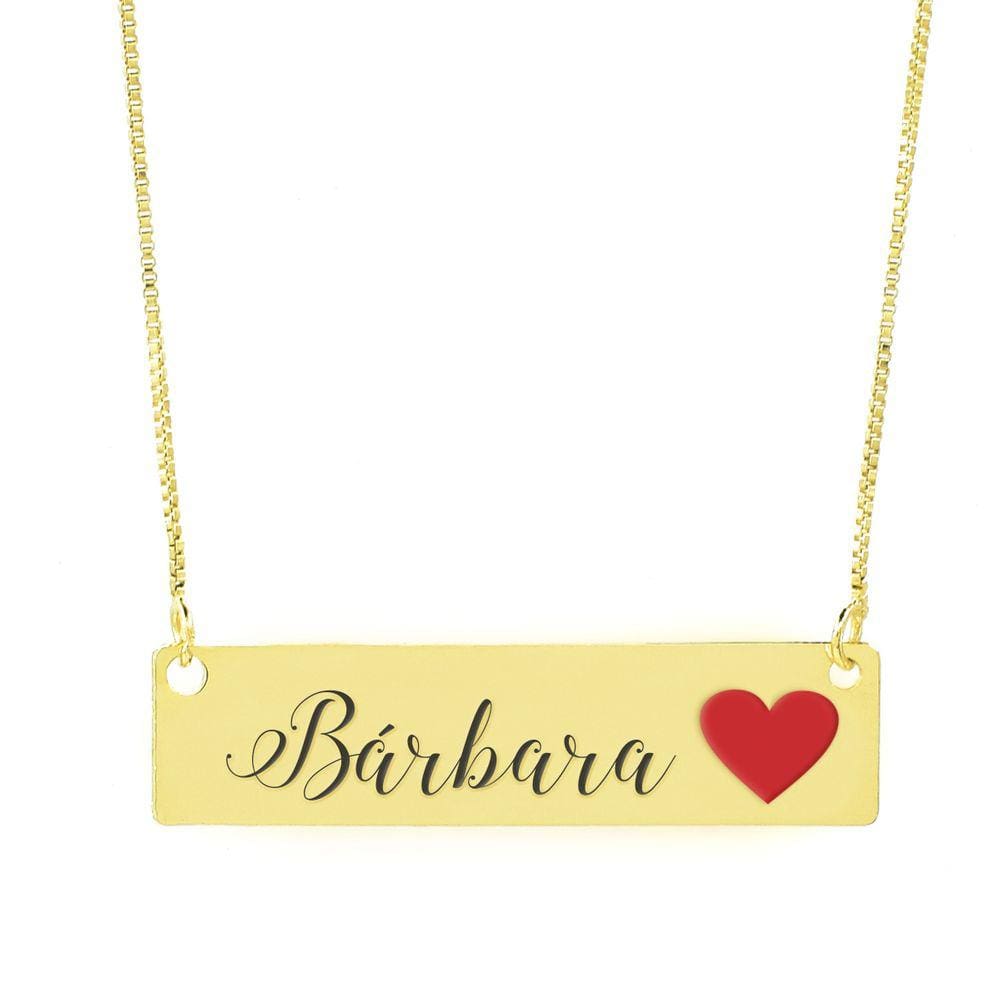 Colar Chapinha Coração Resinado Gravação Personalizada Todos Nomes Banhado Ouro 18K - 999001000