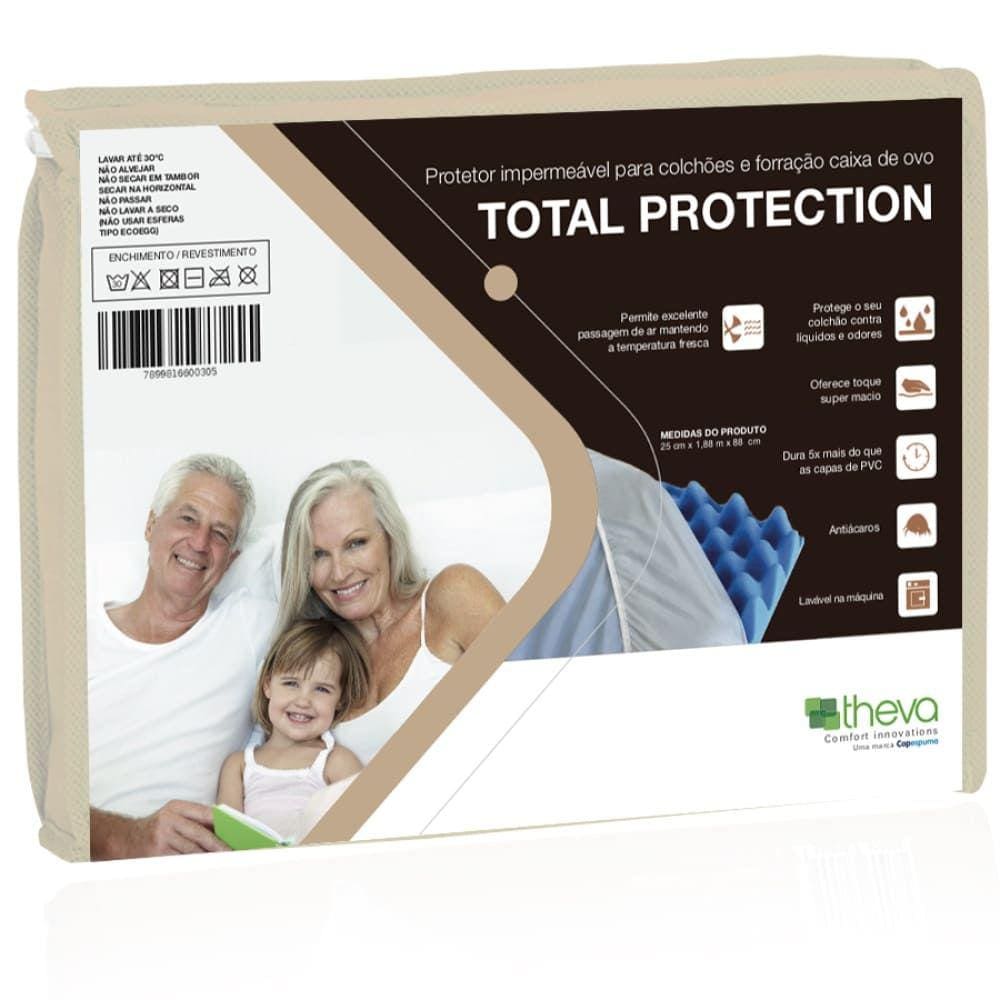 Protetor de Colchão Impermeável Total Protection Solteiro 88X188 cm Theva Copespuma