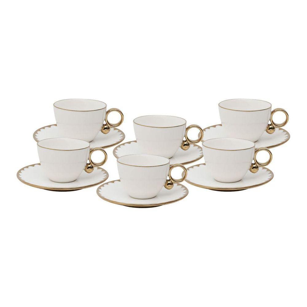 Conjunto 6 Xícaras Chá Porcelana Egg Branco 200Ml- Wolff