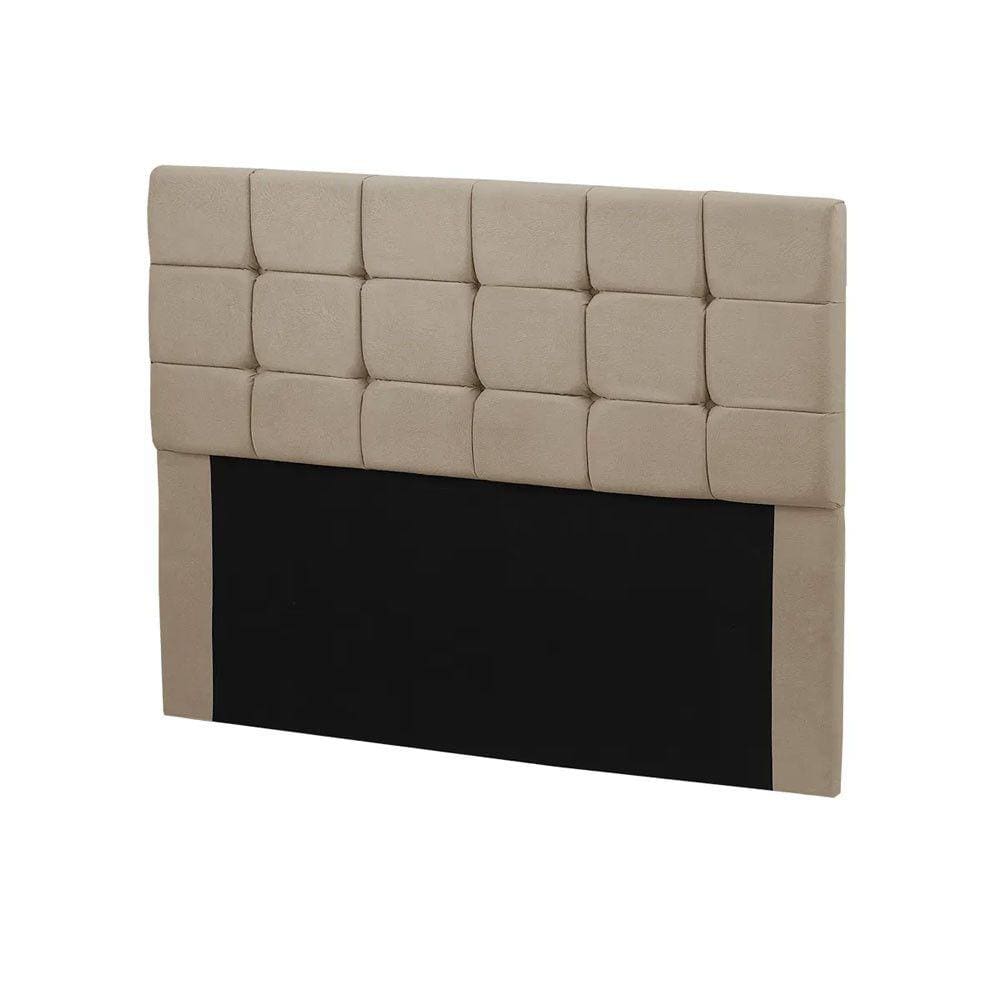 Cabeceira Julia Cama Box Casal 140cm Estofada Suede Bege Shop das Cabeceiras