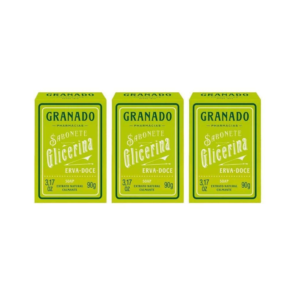 Sabonete Granado 90G Glicerina Erva Doce-Kit C/3Un