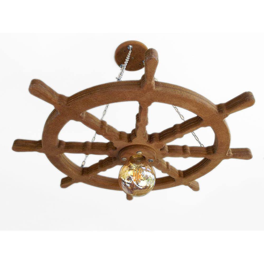 Lustre Luminária Pendente 65cm Leme De Navio Rústico 1B