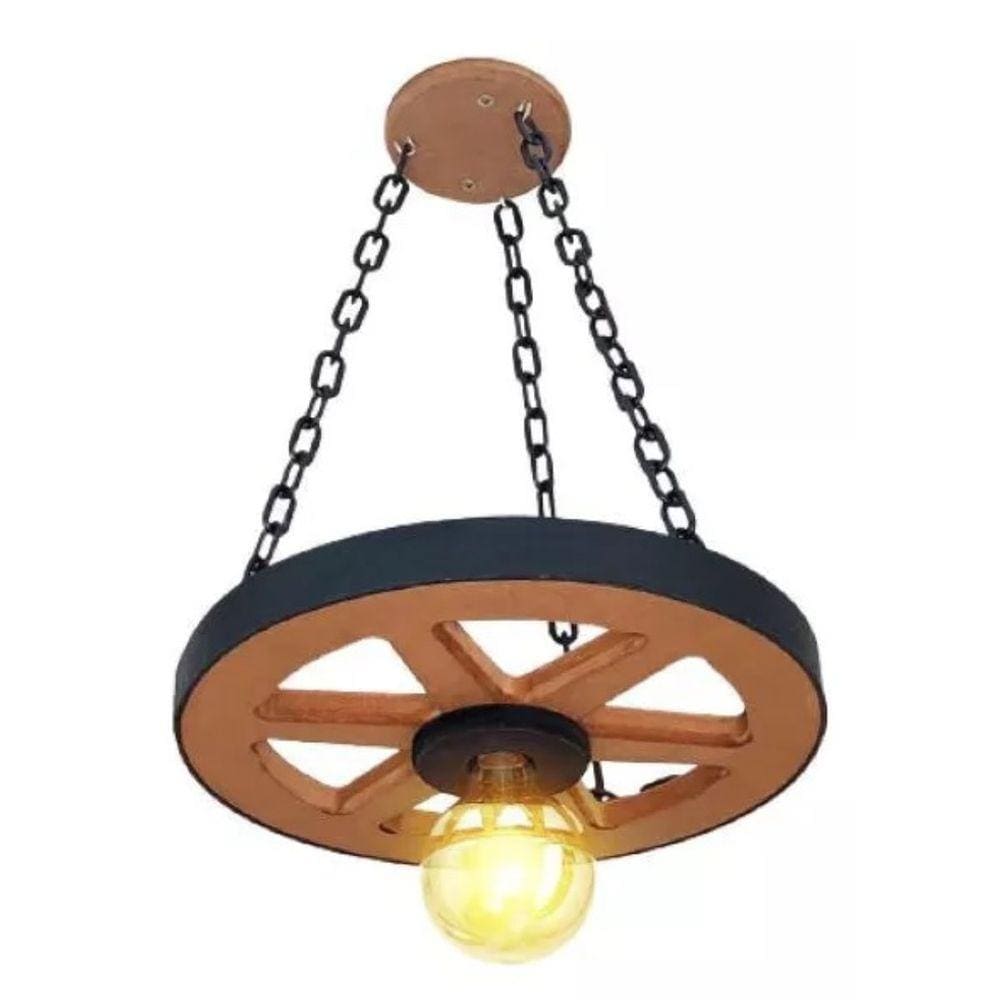 Luminária Roda De Carroça 1 Bocal 35 cm Diâmetro 110/220 V