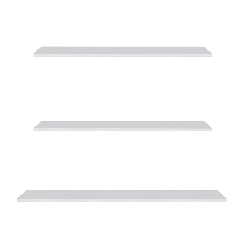 Prateleira Flutuante Para Sala Kit 3 com Suporte Invisível CP2 Yara Branco - Lumil