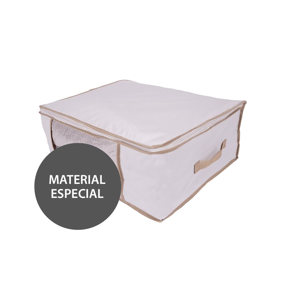 Organizador Para Roupas de Cama Banho e Casacos M Vizapi Classic 50x40x20cm Branco Bege