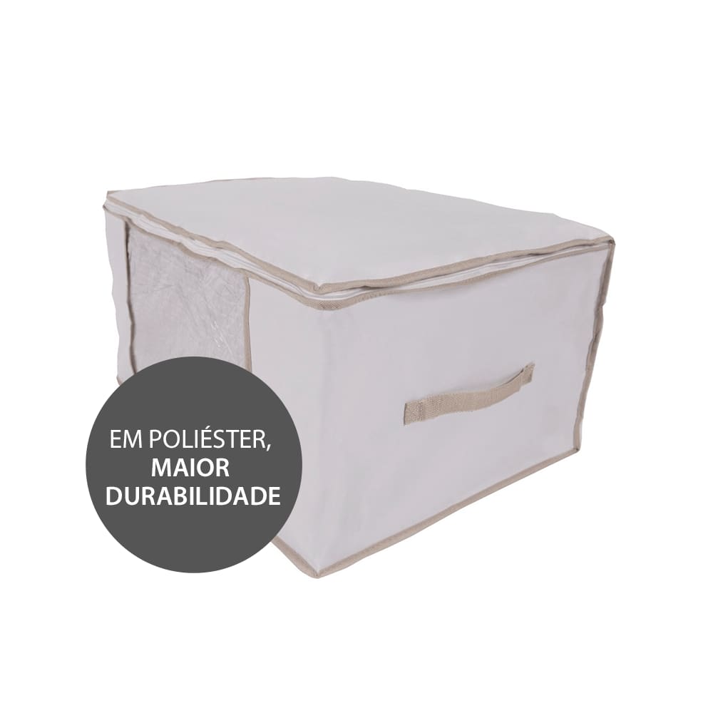 Organizador Para Roupas de Cama Mesa e Banho G Vizapi Exclusive 60x45x30cm Branco Bege