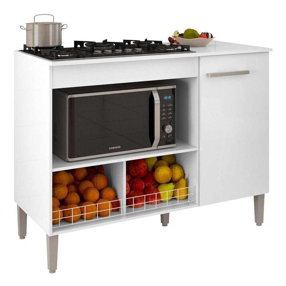 Balcão Cozinha Para Cooktop E Microondas Cr20115 Branco Branco