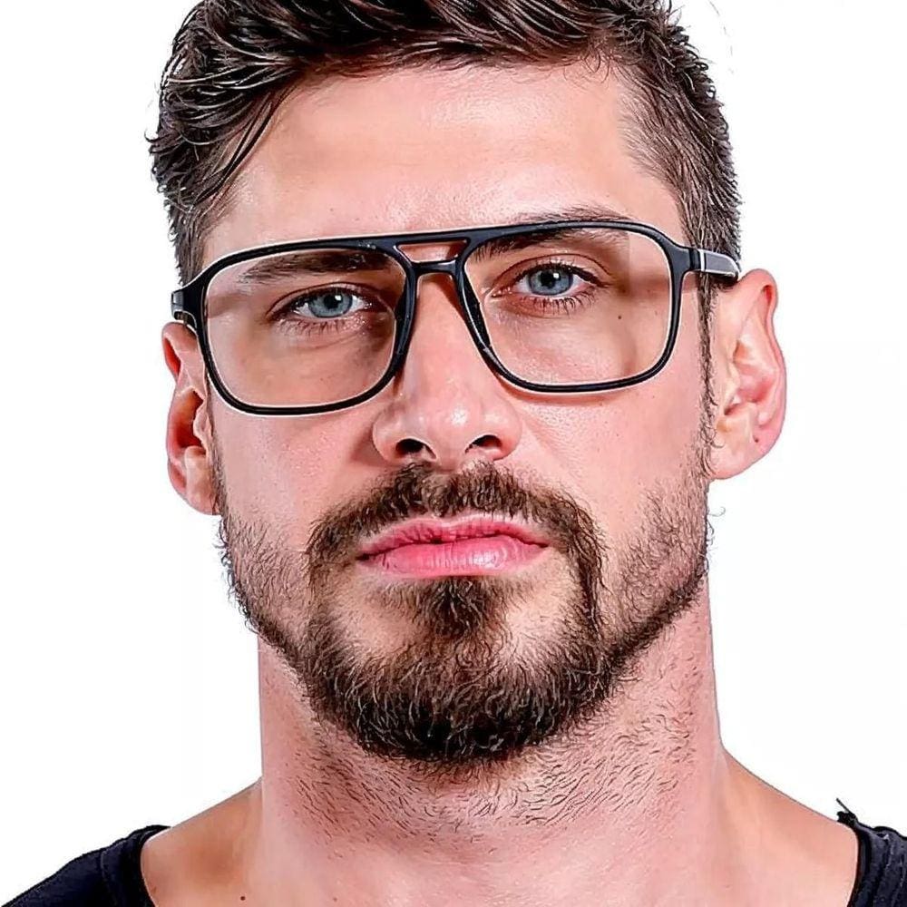 Óculos Masculino Sem Grau Proteção Anti Luz Azul Quadrado para TV Computador Notebook Celular