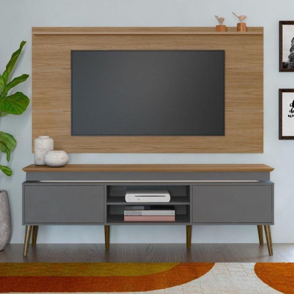 Rack com Painel com Led para Tv até 75 Pol Universal Lumina Carvalho/Grafite