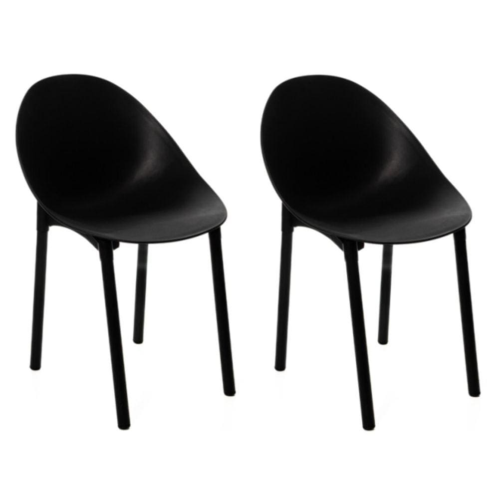 Conjunto com 2 Cadeiras para Jardim Pétala Preto