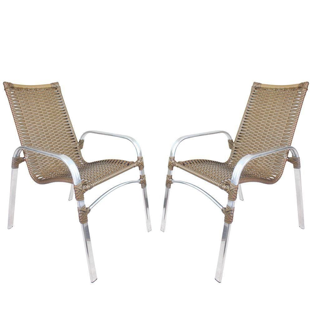 2 Cadeiras Emily Sépia Estrutura Alumínio Polido