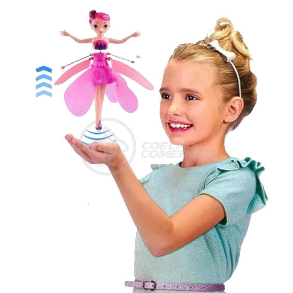 Boneco Princesa Aerocraft Fada Voadora Roxo 19Cm C/ Luz