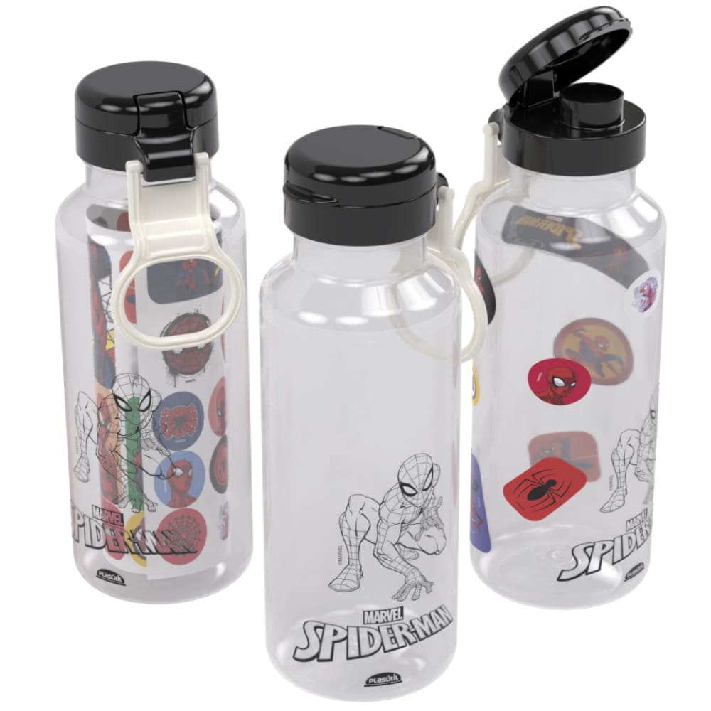Garrafa infantil Homem Aranha Fun com adesivos 600ml Plasutil ref. 16691