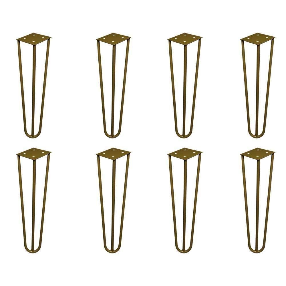Kit 8 Pés De Metal 25 Cm Hairpin Legs Rack Puffs Dourado