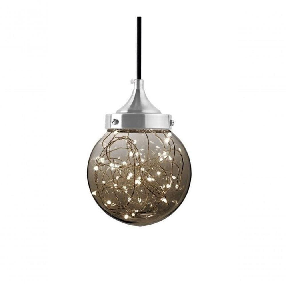 Lustre Pendente Globo Ara Led 5w Fumê Bivolt Taschibra