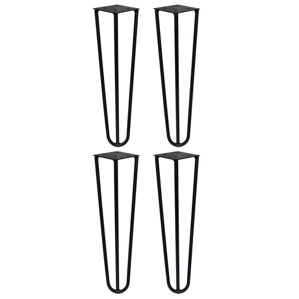 Kit 4 Pés De Metal 30 Cm Mesa De Canto Rack E Puffs Preto