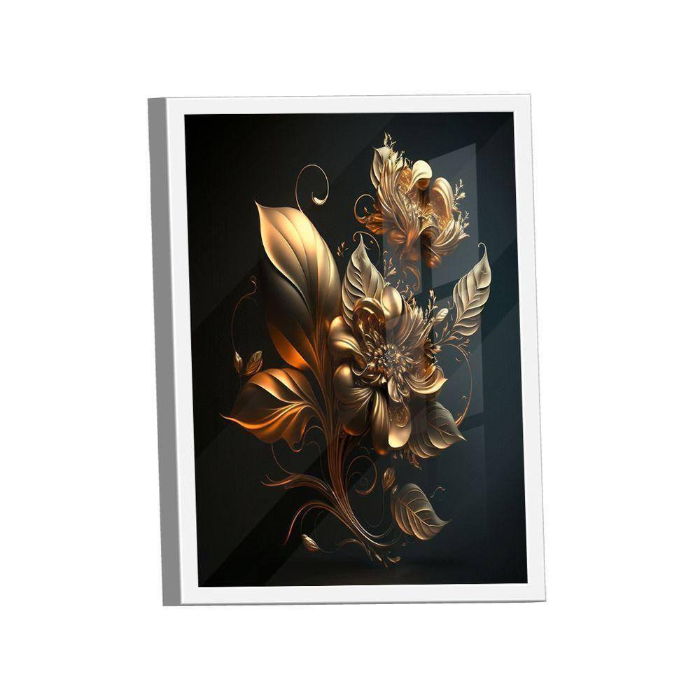 Quadro Flor Dourada 3d -- Br Artes