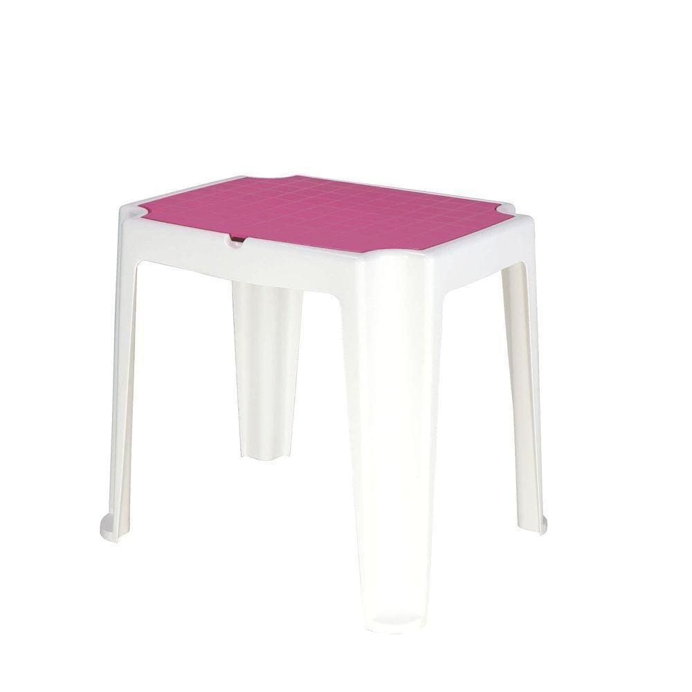 Mesa Tramontina Infantil Versa Em Polipropileno Branco E Rosa