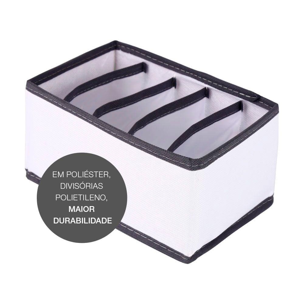 Organizador Para Roupas e Acessorios 5 Divisorias Vizapi Exclusive 20x13x10cm Branco Cinza