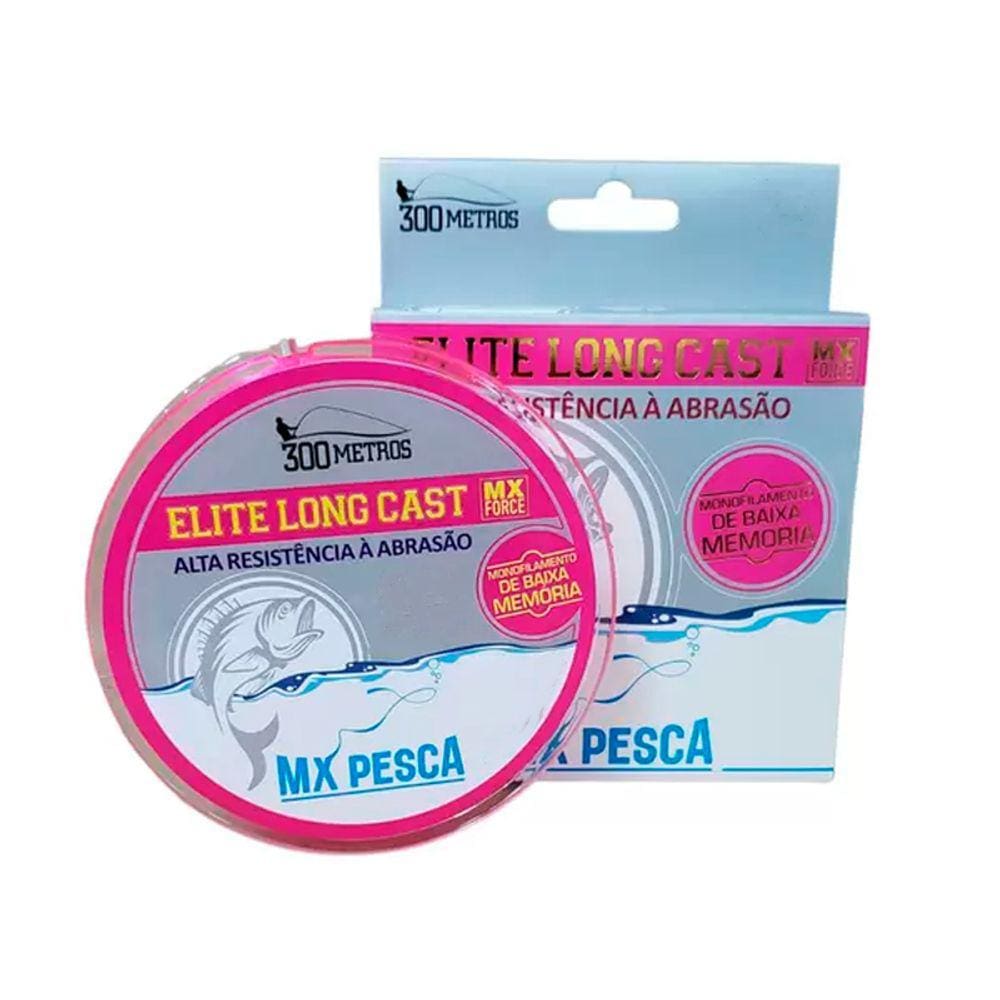 Linha MX Pesca MX Elite Long Cast 300m Monofilamento Rosa 0,38 17,30kg