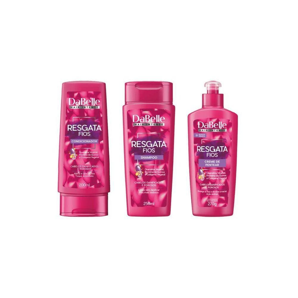 Kit Dabelle Resgata Fios Shampoo+Condicionador+Creme Pentear