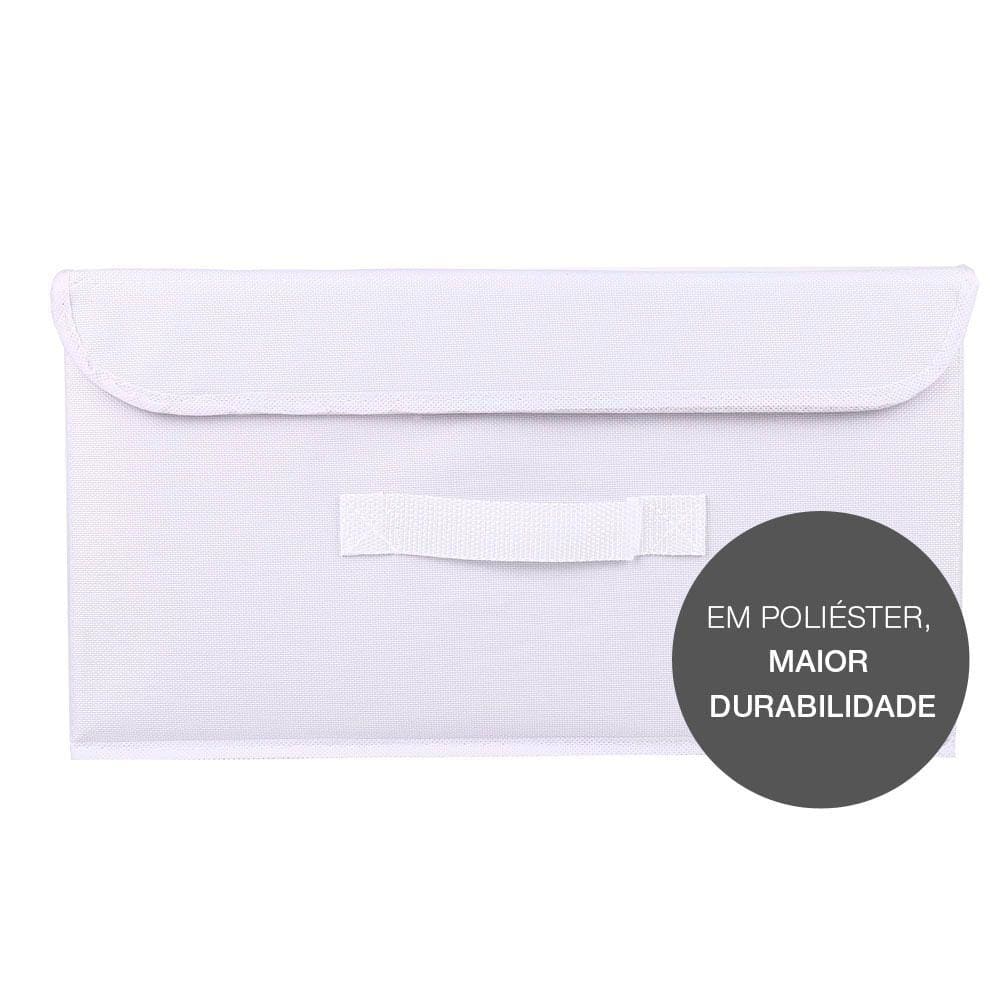 Caixa Organizadora Tecido C/ Tampa Vizapi Un Exclusive M 38x27x20Cm Branco