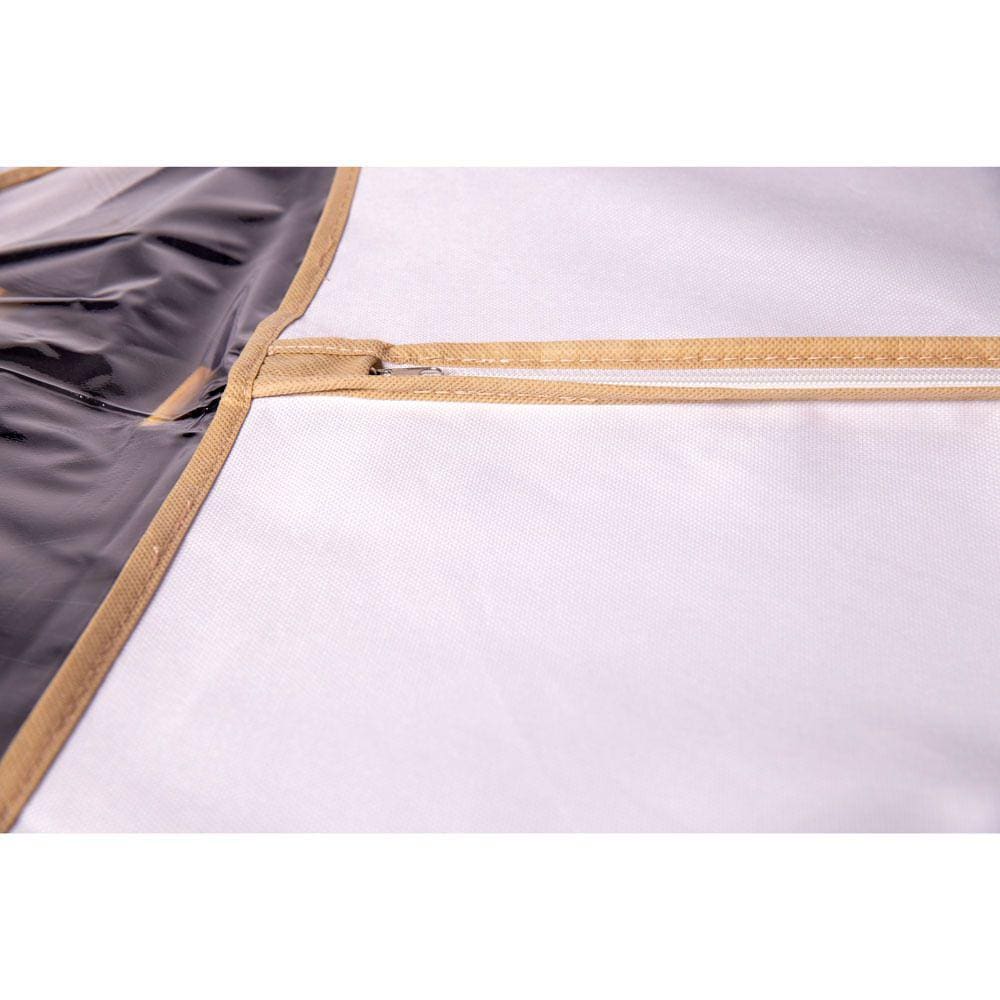 Capa Protetora Para Ternos Vestidos e Casacos Vizapi Exclusive 95x60cm Branco Bege