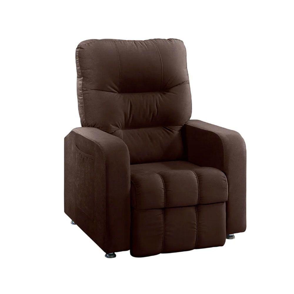 Poltrona do Papai Reclinável Maldivas Suede Marrom Chocolate Plus Shop das Cabeceiras