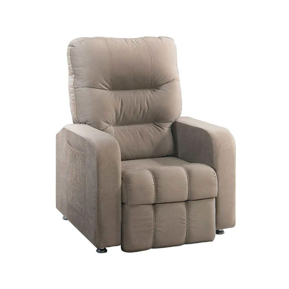 Poltrona do Papai Reclinável Maldivas Suede Bege Marfim Plus Shop das Cabeceiras