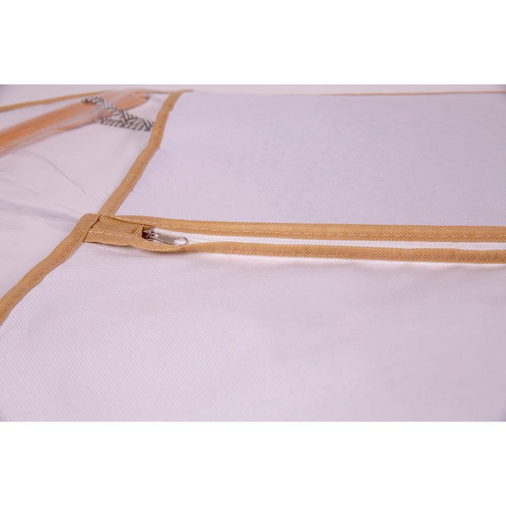 Capa Protetora Para Roupas Sociais e Casacos Vizapi Exclusive 150x55cm Branco Bege