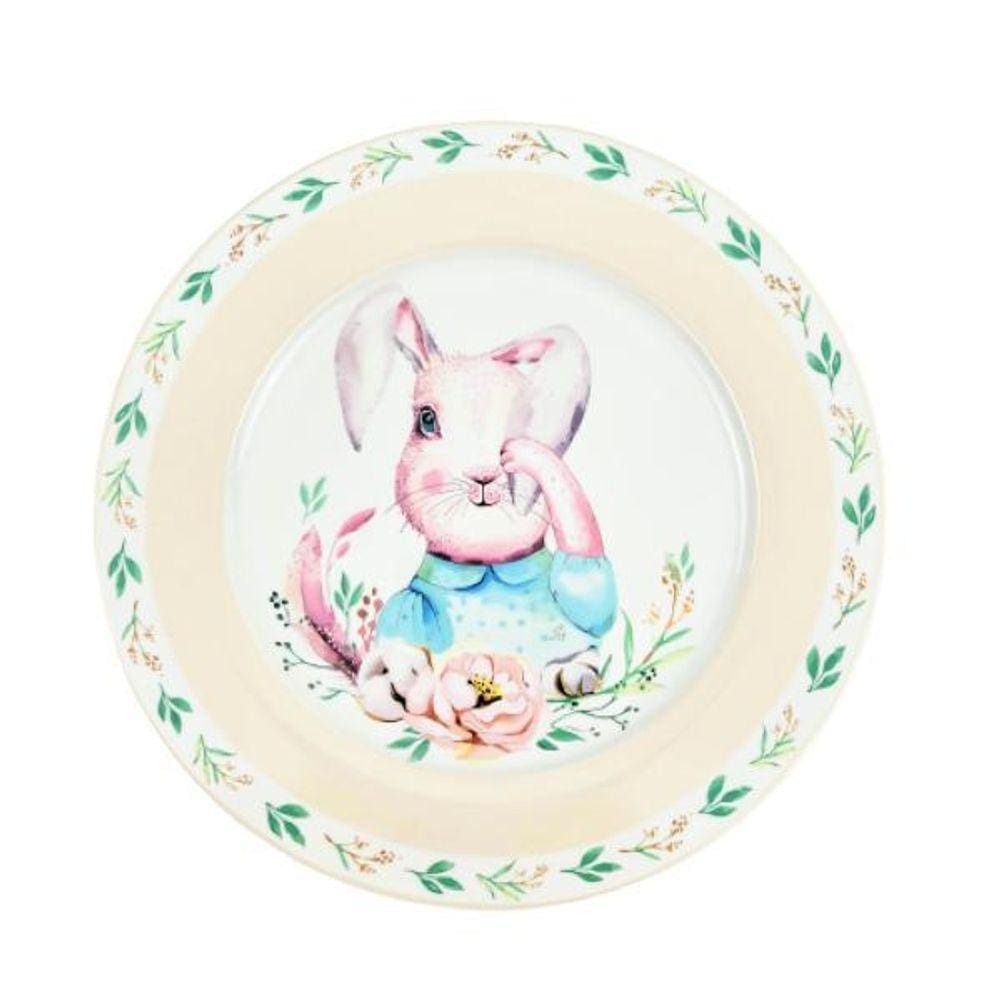 Kit 6 Prato Raso Coelha Rosa 27Cm Mesa Posta Páscoa