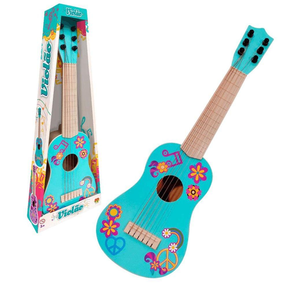 Brinquedo Musical Violão Verde Estampado c/ 06 cordas DM