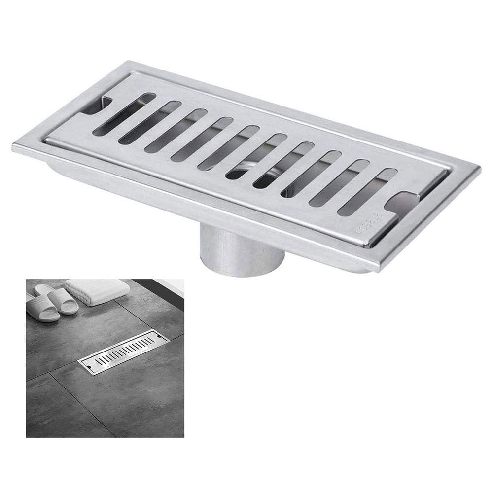 Ralo Linear Aço Inox 20cm Banheiro Lavabo Area Externa Anti Odor Anti Inseto Quintal Piscina Seguro Resistente Higienico