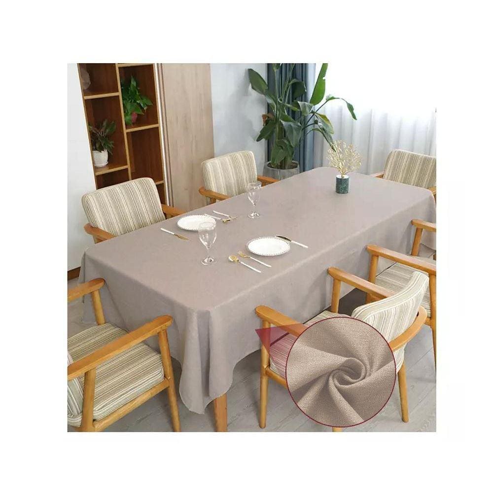Toalha De Mesa 8 Lugares Retangular Linho Rústico Bege