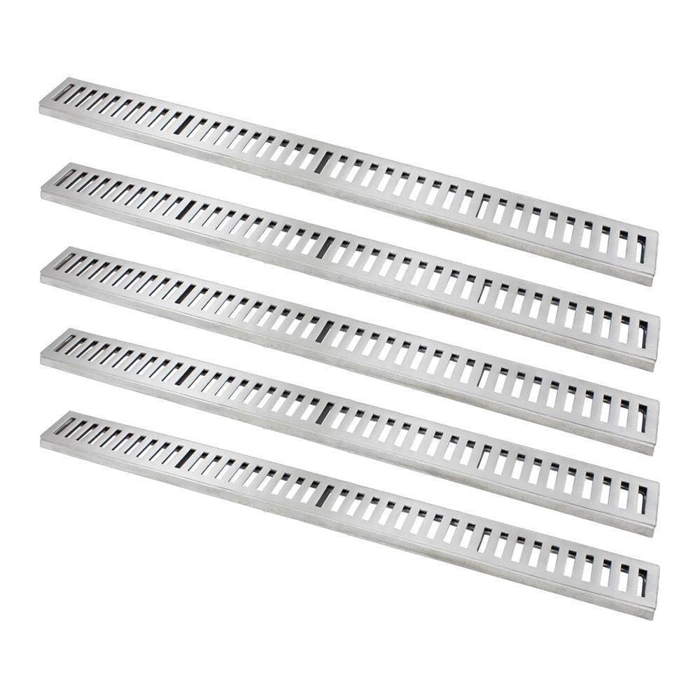 Kit 5 Ralo Grelha Linear Caixilho Alumínio Polido 10x100cm
