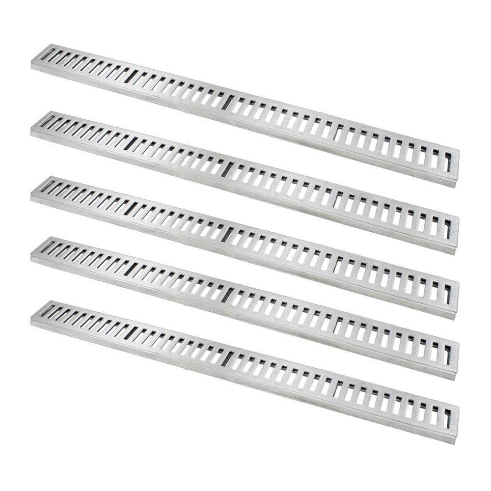 Kit 5 Ralo Grelha Linear Caixilho Alumínio Escovado 10x100cm