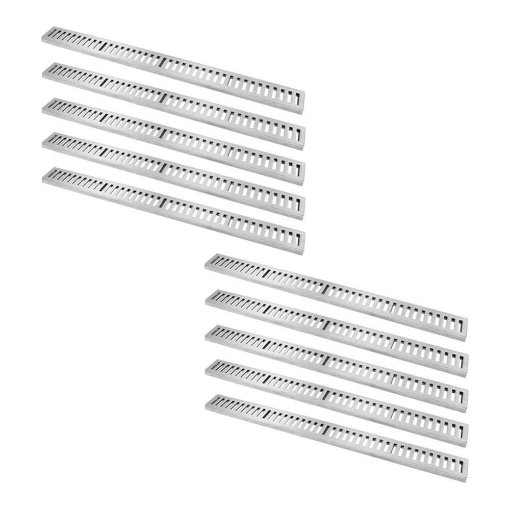 Kit 10 Ralo Grelha Linear Caixilho Alumínio Polido 10x100cm