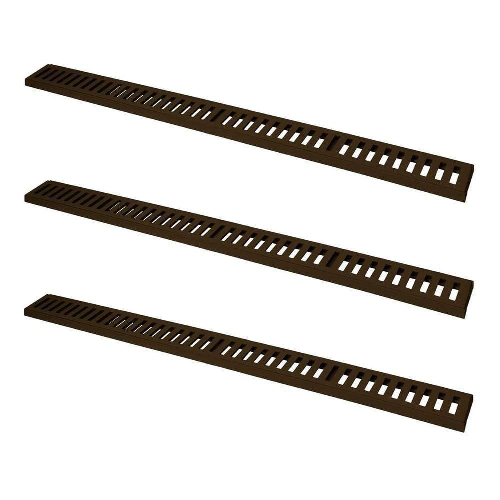 Kit 3 Ralo Grelha Linear Caixilho Alumínio Marrom 20x100cm