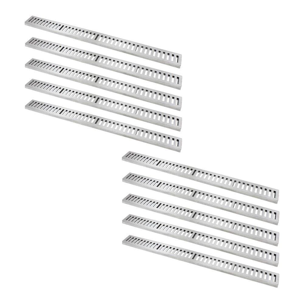 Kit 10 Ralo Grelha Linear Caixilho Alumínio Polido 15x100cm